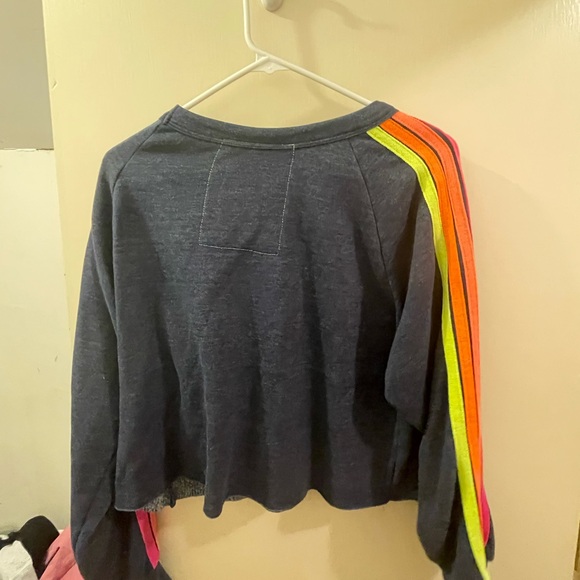 Aviator Nation Bolt Cropped Classic Crewneck in Heather Navy - Picture 6 of 6